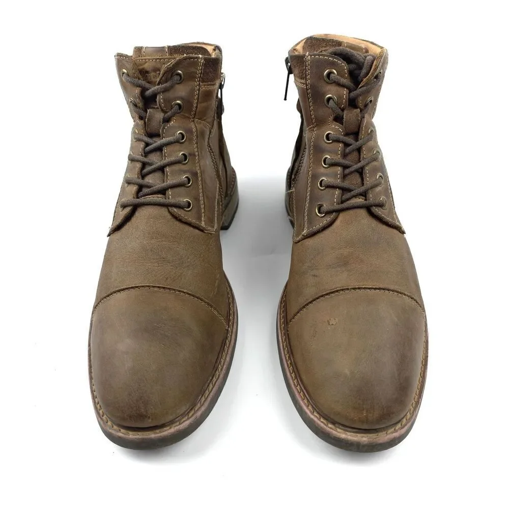 FLORSHEIM Lodge Cap Toe Brown Leather Boots Western Boho Bespoke Indie Cowboy - Picture 7 of 9